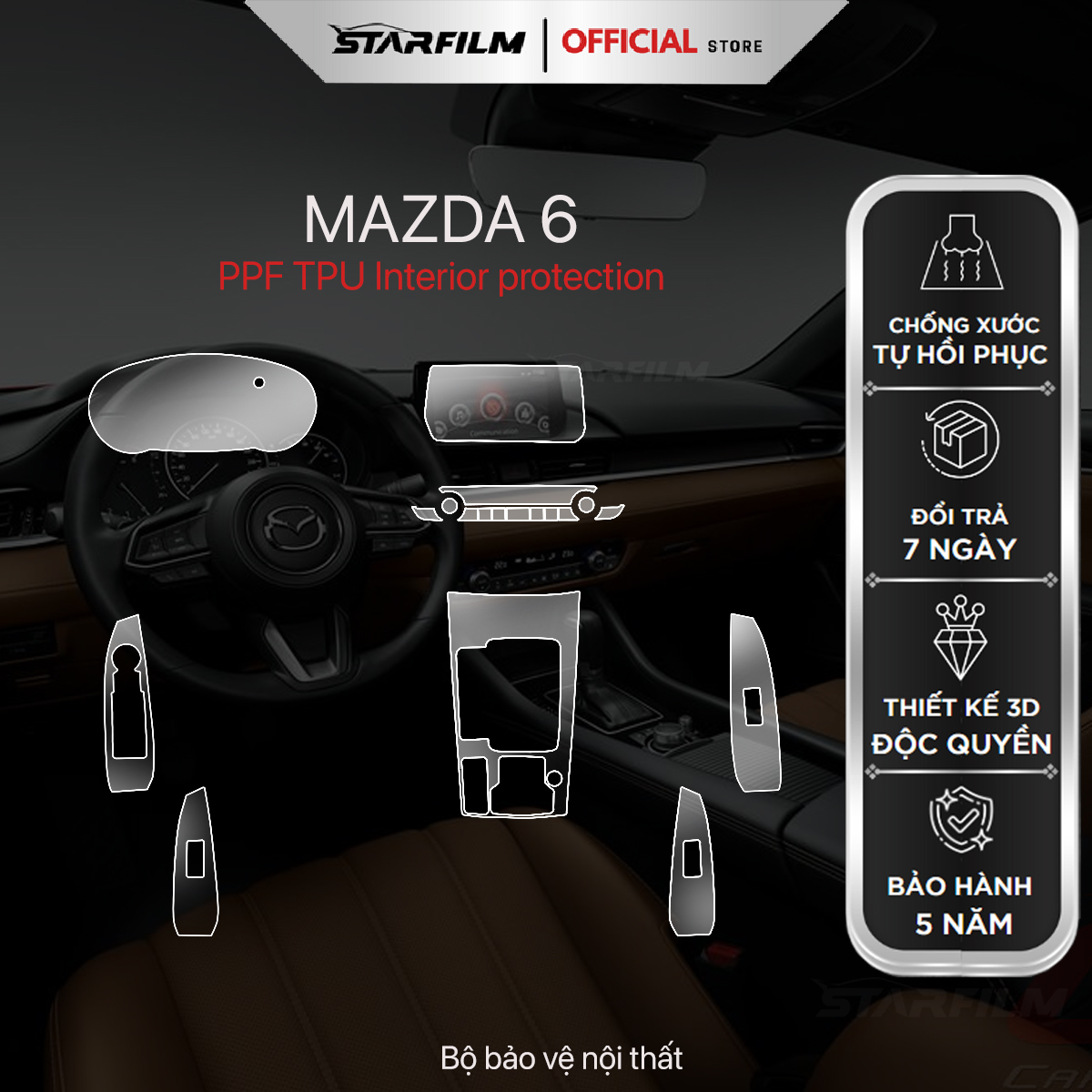 Mazda 6 2019-2024 PPF TPU chống xước tự hồi phục
